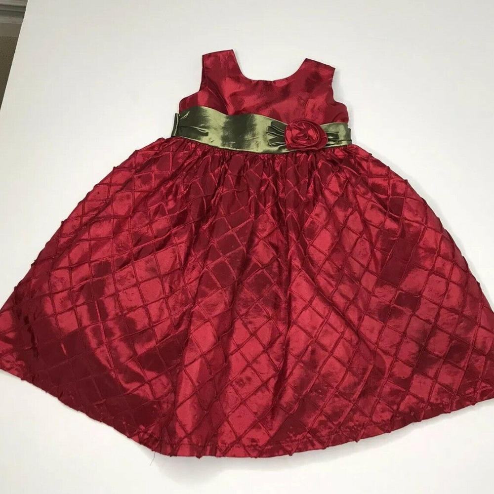 Jayne Copeland Red Taffeta Rose Party‎ Dress 2T - Picture 2 of 4